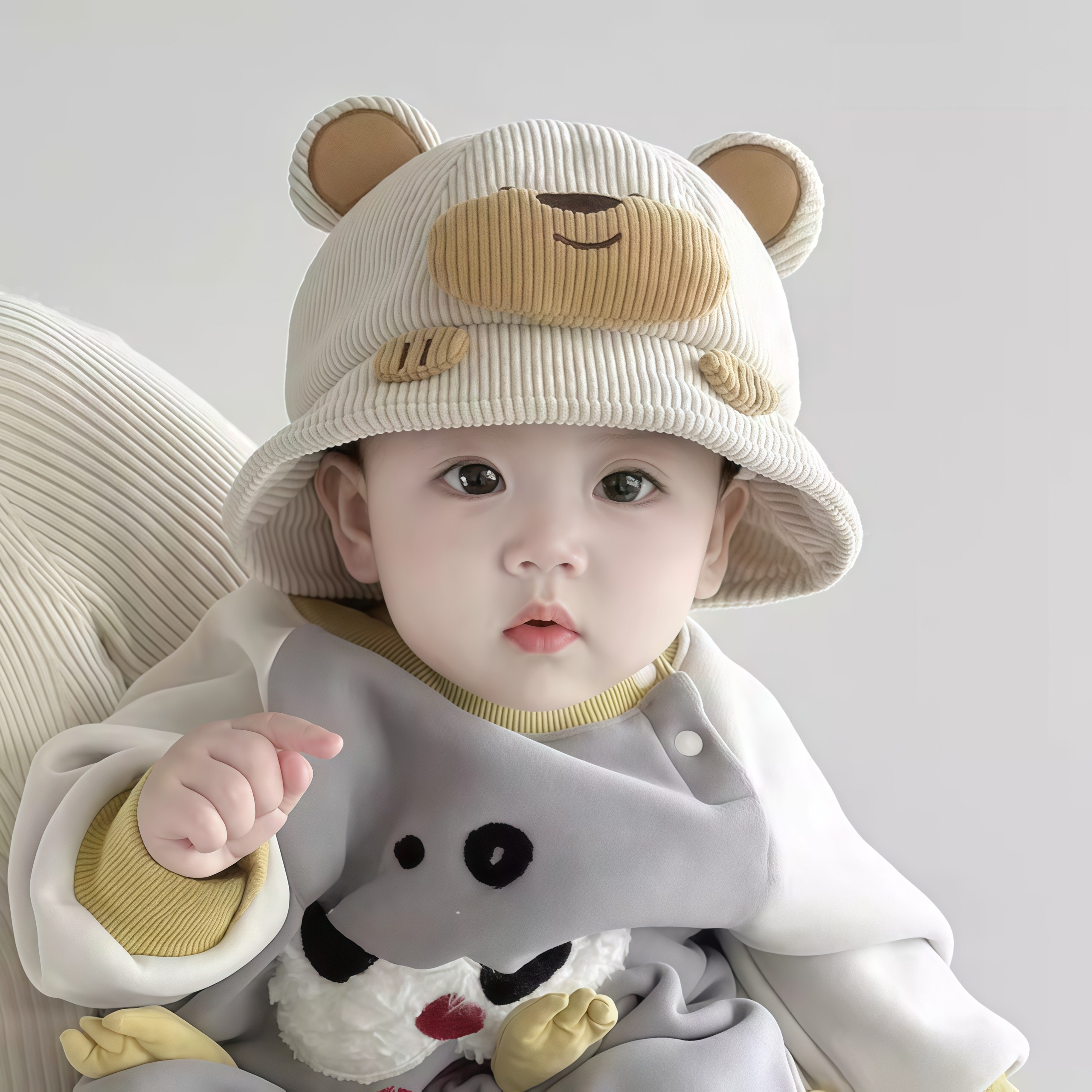 日本婴儿帽子秋冬季保暖防风可爱