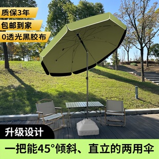 日本进口遮阳摆摊专用雨伞可倾斜大型户外太阳伞雨棚双层黑胶伞面