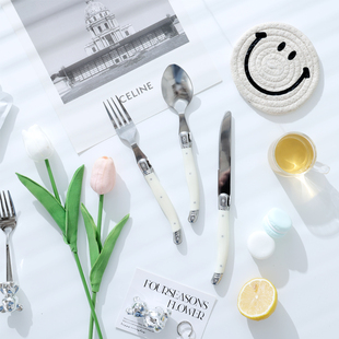 法国celine不锈钢刀叉勺套装奶白色牛扒刀牛排西餐具家用ins韩式