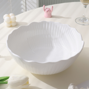 白色酒店餐具陶瓷饭碗大碗汤碗拉面碗家用大号碗水果沙拉碗甜品碗