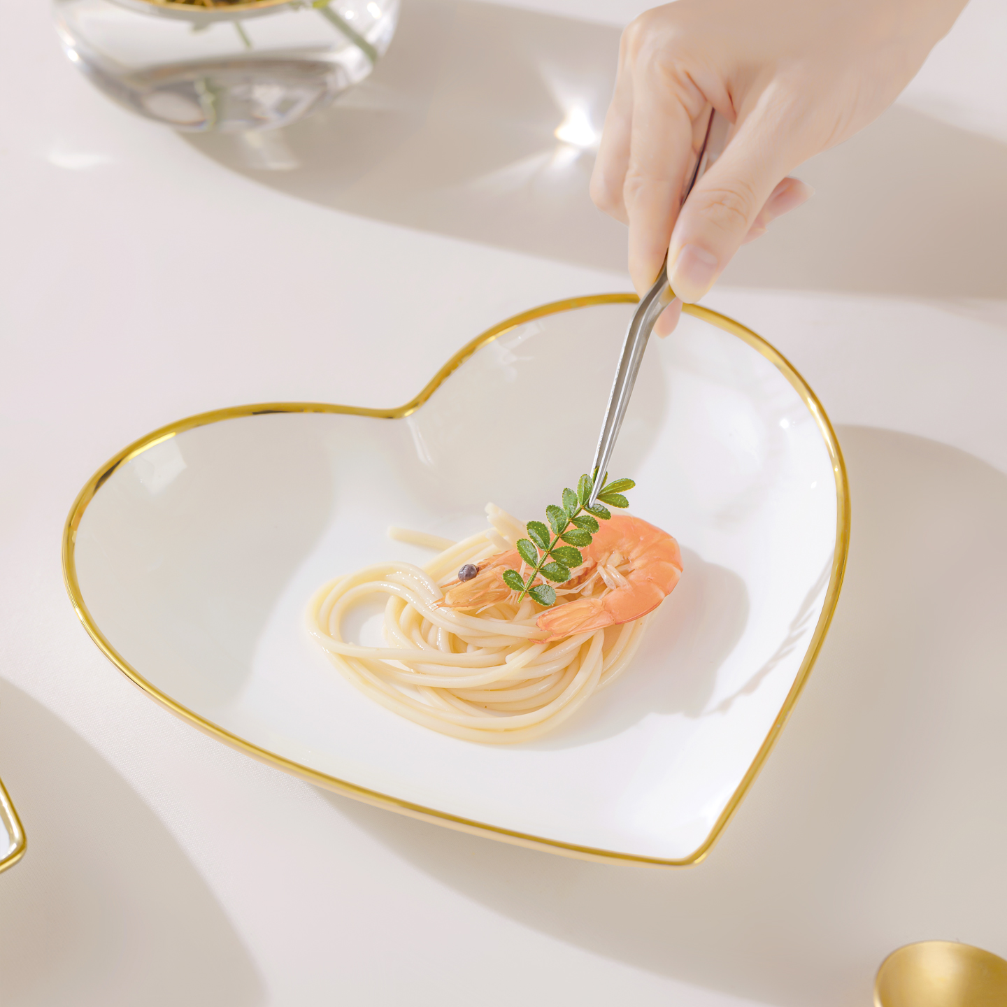 高颜值创意餐具金边陶瓷盘子