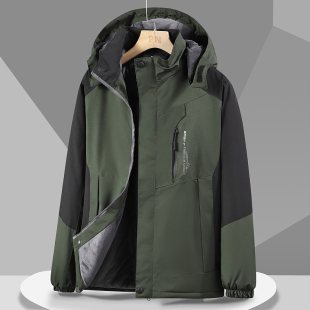 冲锋衣男加绒加厚防水棉衣外套户外休闲保暖工装 防寒棉袄 棉服冬季