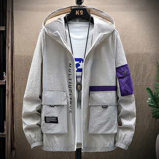 防晒衣男超薄冰丝外套透气防晒服外穿青年户外长袖 夹克 皮肤衣夏季