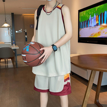 夏季冰丝透气休闲运动套装男速干无袖健身篮球衣服背心短裤跑步服