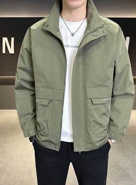 春秋男士立领短款工装夹克