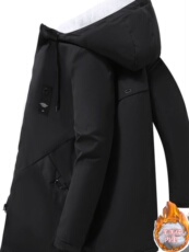 Куртка 棉衣男加绒加厚外套中长款冬装防寒保暖风衣棉服连帽休闲学生棉袄