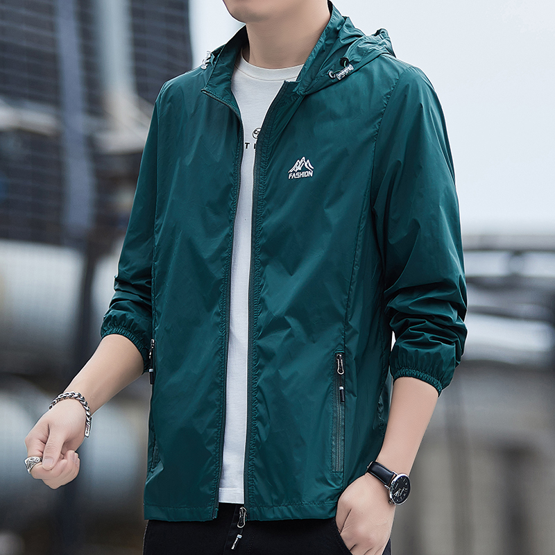 冰丝薄款防晒衣男夏季超薄皮肤衣男士钓鱼防晒服夹克户外连帽外套