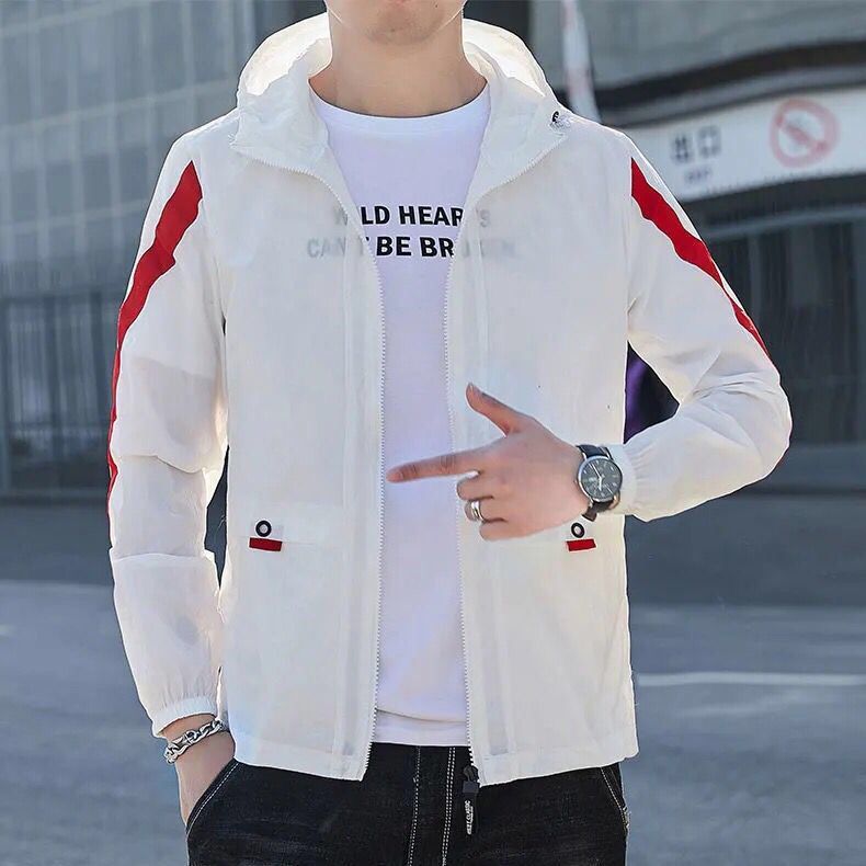 2025夏季新款休闲防晒衣男轻薄连帽夹克外套防紫外线皮肤衣防晒服