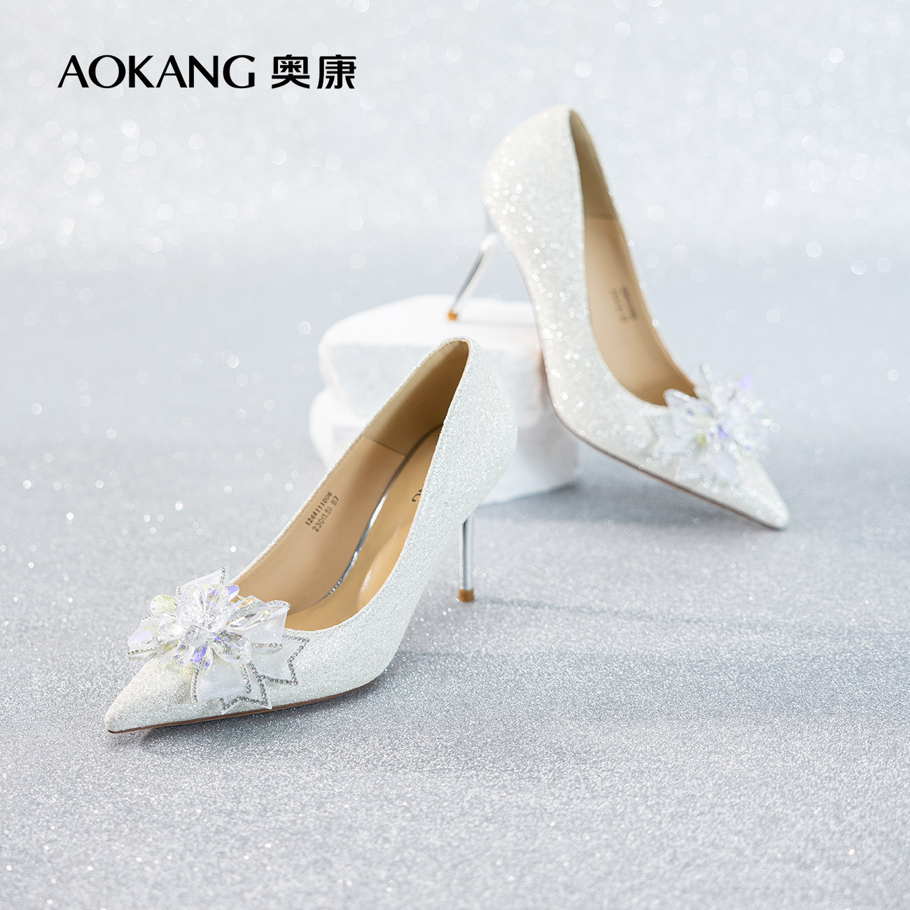 奥康女鞋 春秋季法式水晶钻婚鞋宴会高跟鞋时尚细跟单鞋,女鞋,婚鞋,淘宝优惠券,粉丝福利购,淘宝优惠卷
