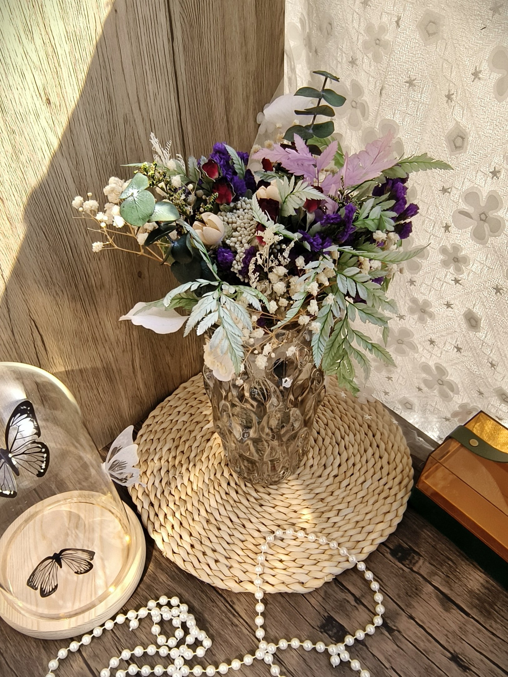 干花花束法式碎花永生花餐桌花艺客厅装饰摆设新年勿忘我自然风