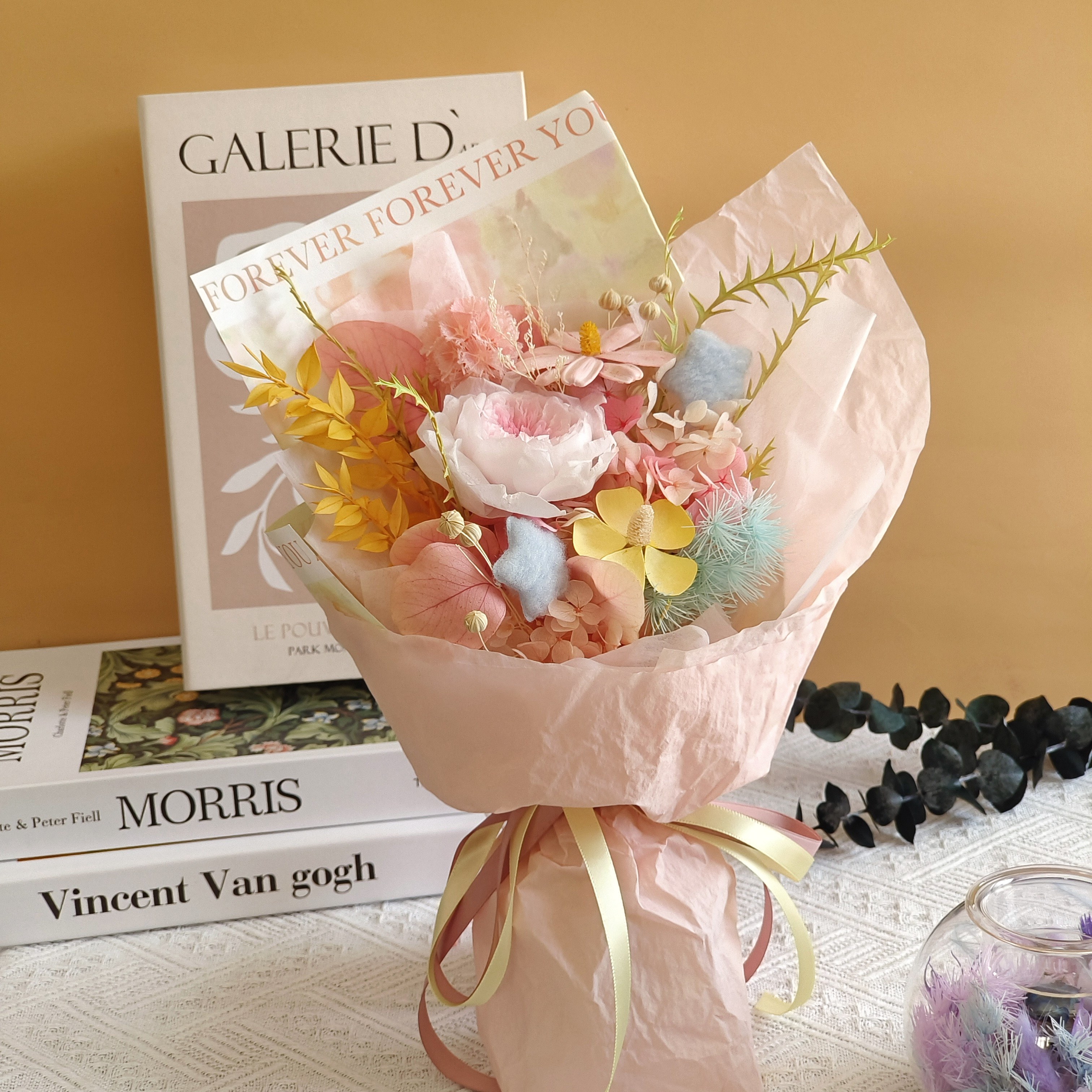 永生花奥斯汀玫瑰花束干花小众高永生花