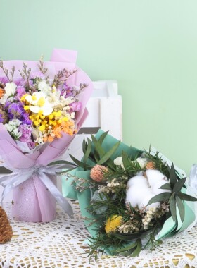 干花花束毕业永生花小束母亲节520情人节儿童生日礼物天然真花
