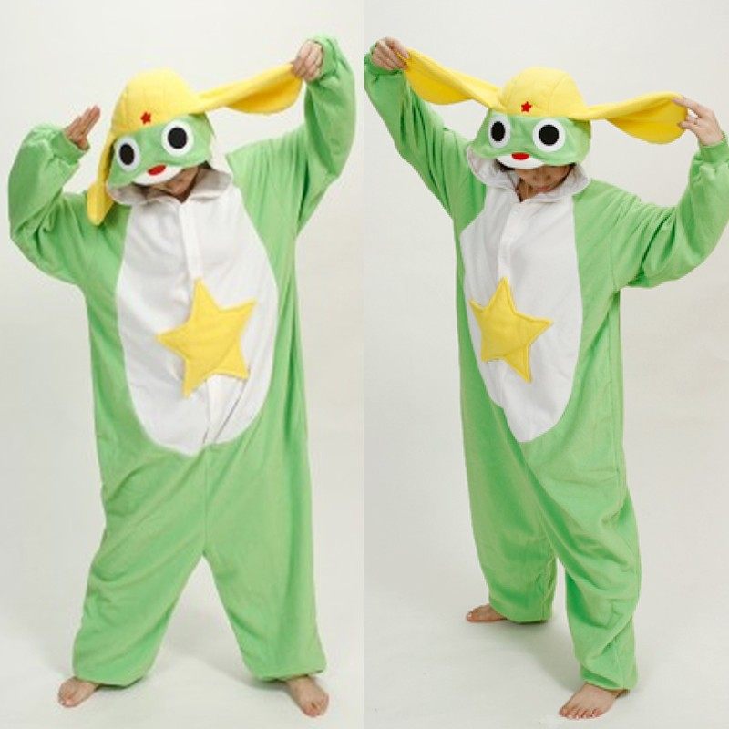 男女摇粒绒青蛙军曹卡通连体睡衣