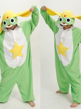 Keroro青蛙军曹连体睡衣卡通动物情侣男女加绒家居服演出 onesie