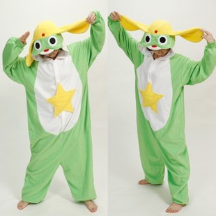 Keroro青蛙军曹连体睡衣卡通动物情侣男女加绒家居服演出 onesie