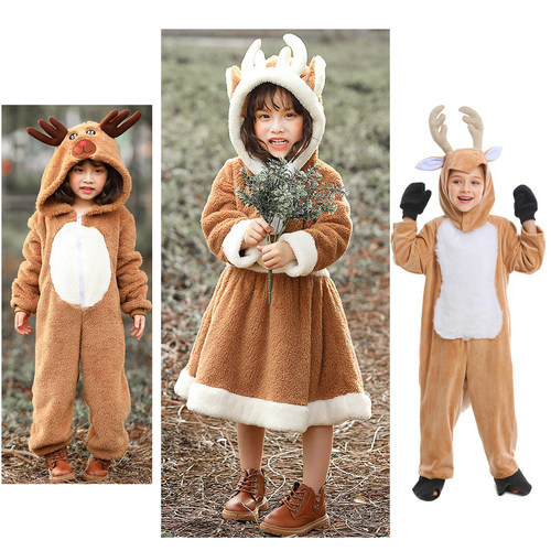 儿童圣诞节服圣诞鹿连体睡衣