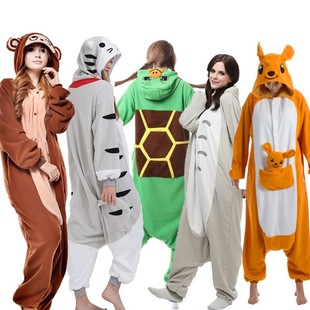 公司年会神奇宝贝动漫演出粉猪伊布鲨鱼动物成人连体表演服onesie