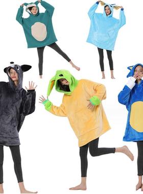 黑白熊水伊贝精灵索尼克鲨鱼卡比兽浣熊TV卫衣加绒加厚睡衣演出服