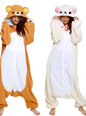 Sazac日本正版Rilakkuma Kigurumi 熊妹妹成人卡通连体睡衣轻松熊
