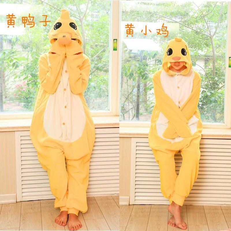 小黄鸭出口卡通动漫男女连体睡衣