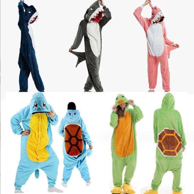 鲨鱼兔狗狐狸狼卡通连体睡衣冬