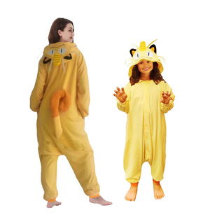 精灵宝可梦喵喵怪卡通连体睡衣男女秋冬加厚保暖学生家居服onesie