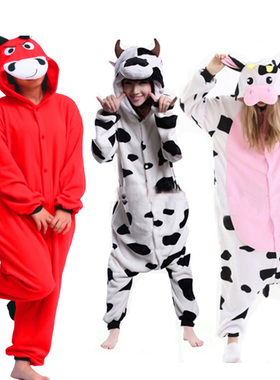 卡通情侣连体睡衣动物可爱秋冬加厚学生动漫演出服公牛红牛onesie