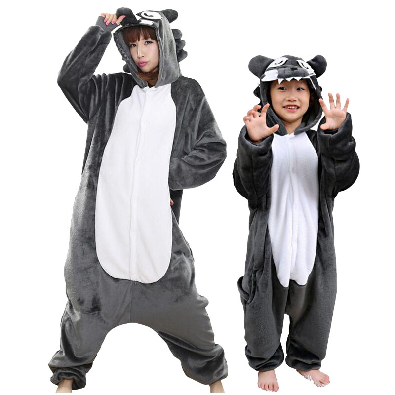 大灰狼动漫演出服珊瑚绒连体睡衣