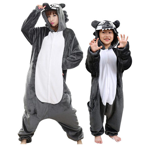 大灰狼动漫演出服珊瑚绒连体睡衣