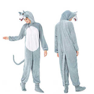 Big Wolf jumpsuit 大灰狼卡通连体衣成人男女角色扮演服舞台 Bad
