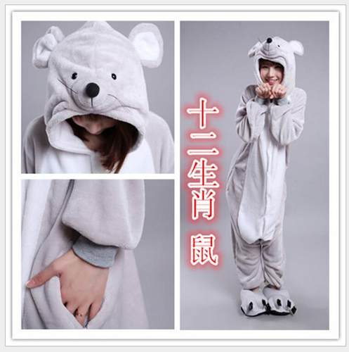 卡通情侣演出法兰绒加厚连体睡衣