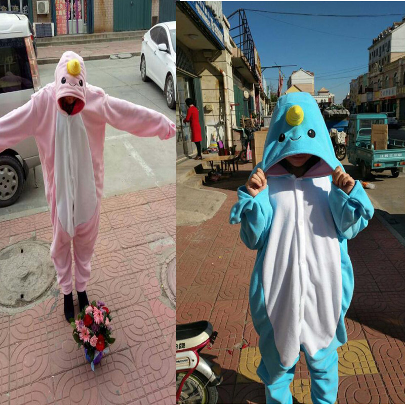 kigurumi 独角鲸情侣卡通动物连体睡衣冬鲸鱼男女cos家居服表演出