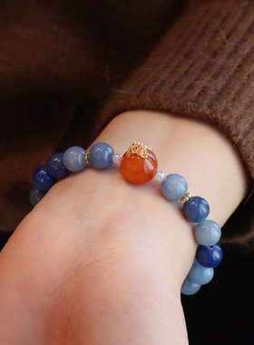 天然蓝东陵金丝玉手链女翡翠平安扣貔貅转运珠手链复古中国风手串