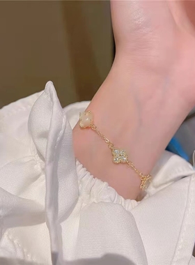 新款女真金电镀水钻日韩贝壳手链