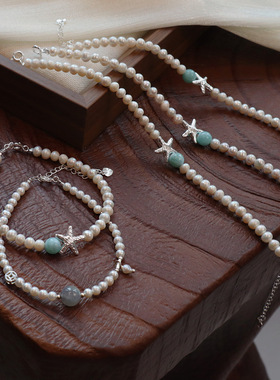 天然淡水珍珠手链女生串珠ins风韩系高级感水晶手串小众手饰