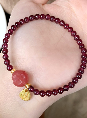 中式细手链石榴石简约玛瑙