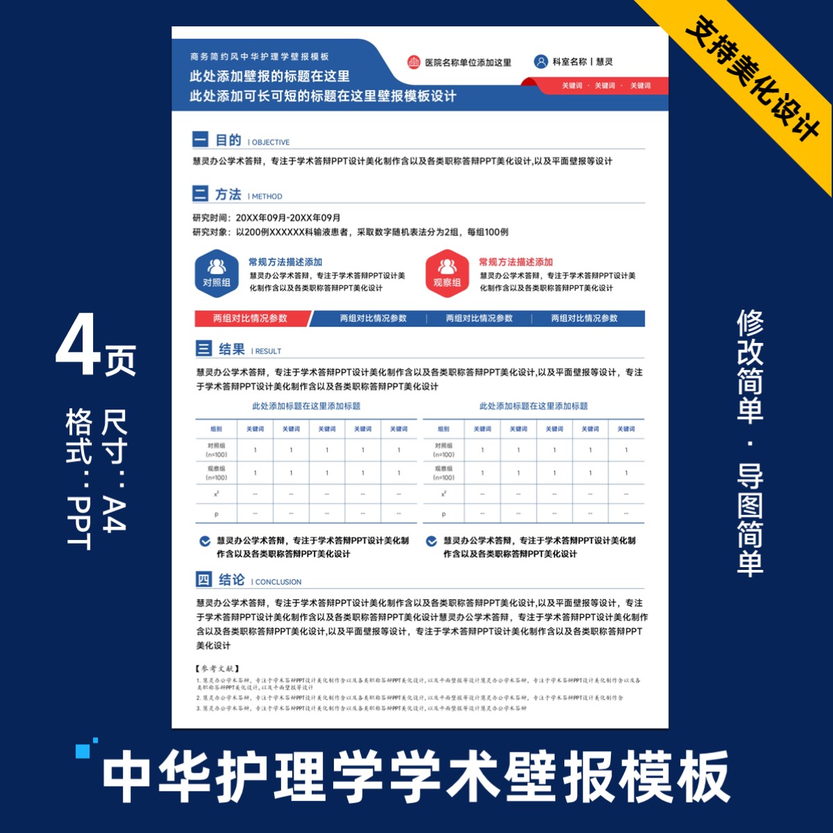 中华护理学学术壁报PPT模板图片设计美化制作排版08号