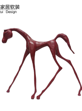 新中式风马摆件客厅玄关博古架