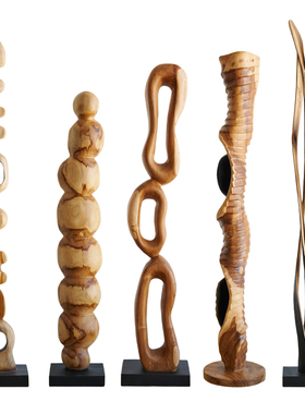 印尼进口柚木层叠圆环镂空转运木雕塑抽象木艺落地实木装饰品摆件