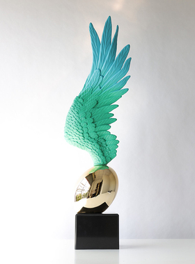 艺术天使之翼摆件酒店大堂落地装饰品楼梯角玄关售楼处样板房壁龛