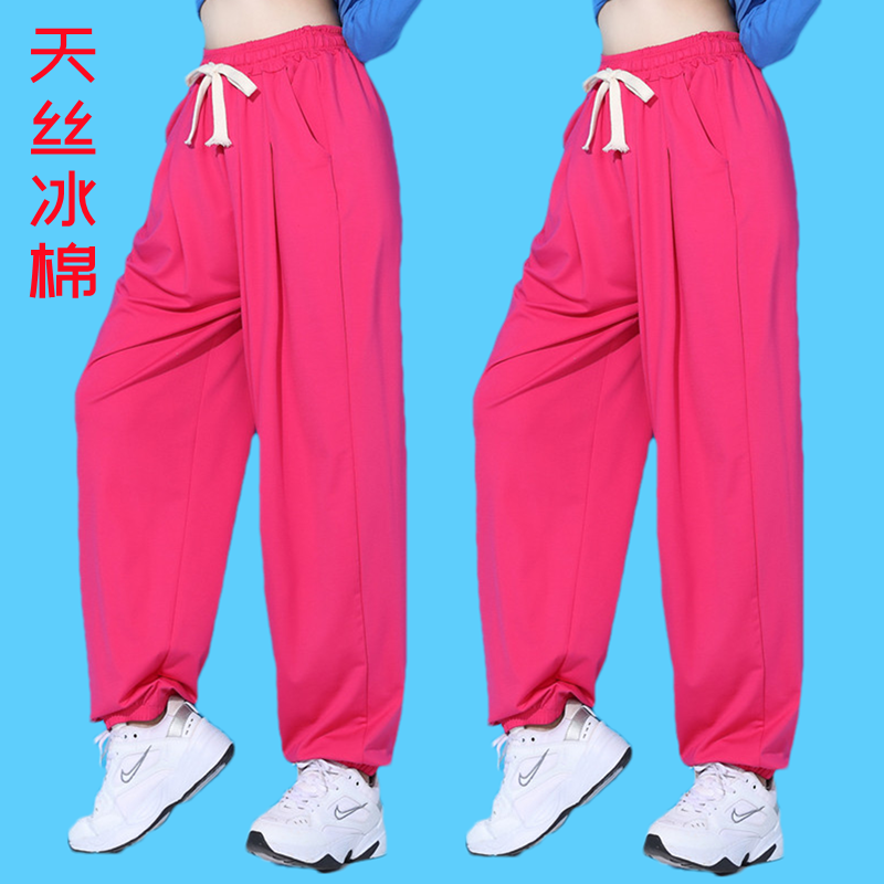 冰丝棉广场舞裤子女 春夏新款跳舞穿的裤 时尚运动练功舞蹈灯笼裤