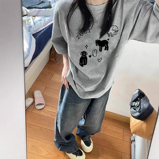 t恤女2025新款 夏季 纯棉灰色正肩短袖 大码 上衣 美式 复古慵懒风半袖