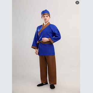 古装汉服店小二跑堂衣服茶馆话剧服饰农民粗布衫扮演百姓演出服装