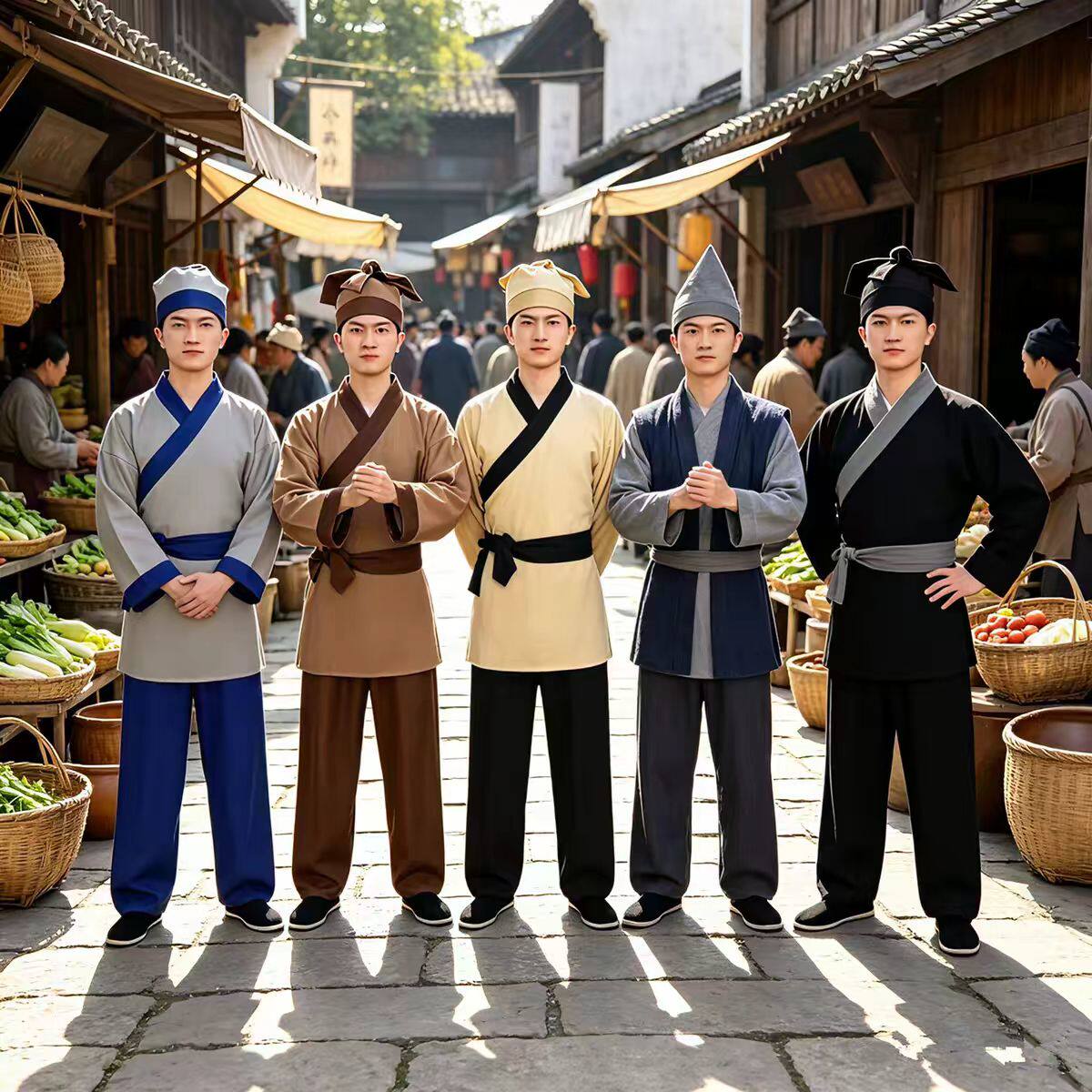 古装男款汉服古代平民百姓店小二掌柜杂役轿夫马夫舞台装四季通用