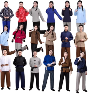 成人古装汉服古装老百姓表演服旧社会农民衣服男女武工队演出服饰