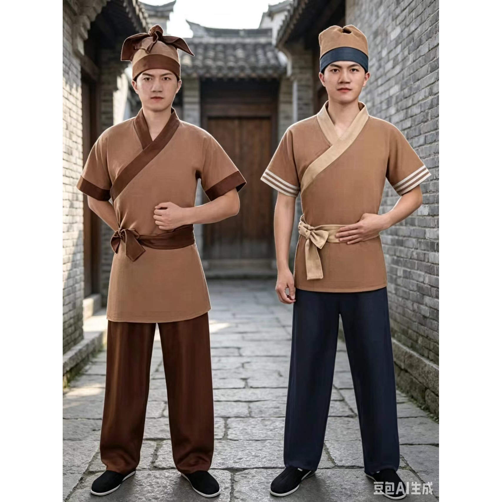 店小二短袖服装古代衣服成人男女图片