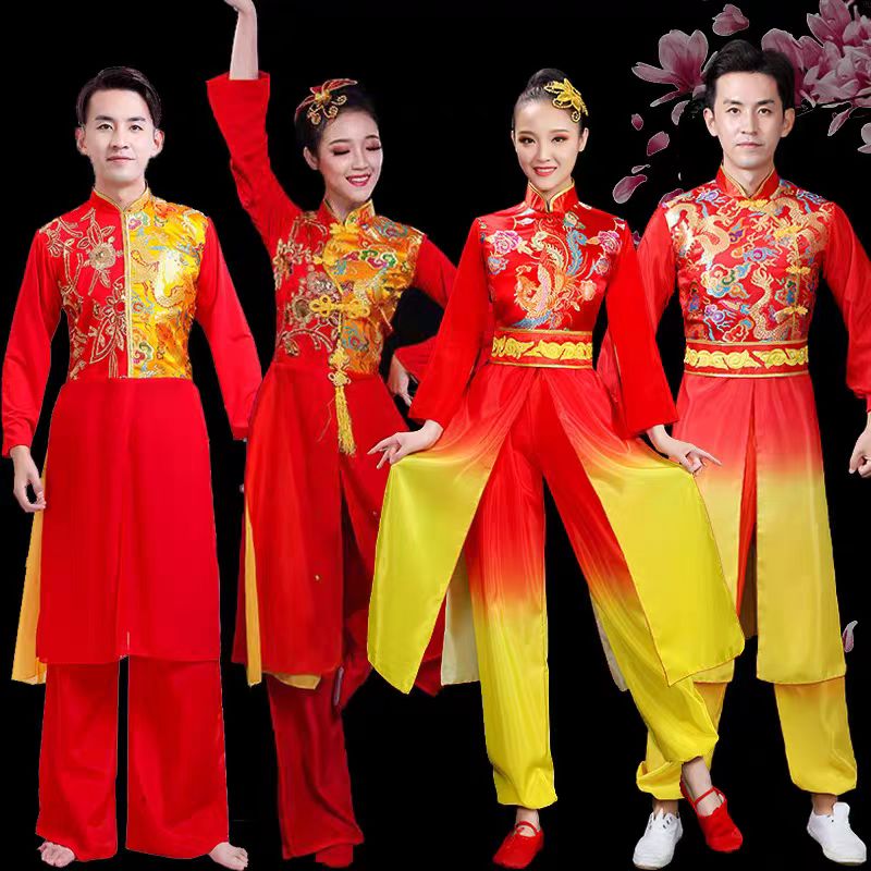 男女秧歌队服打鼓服舞台现代成人