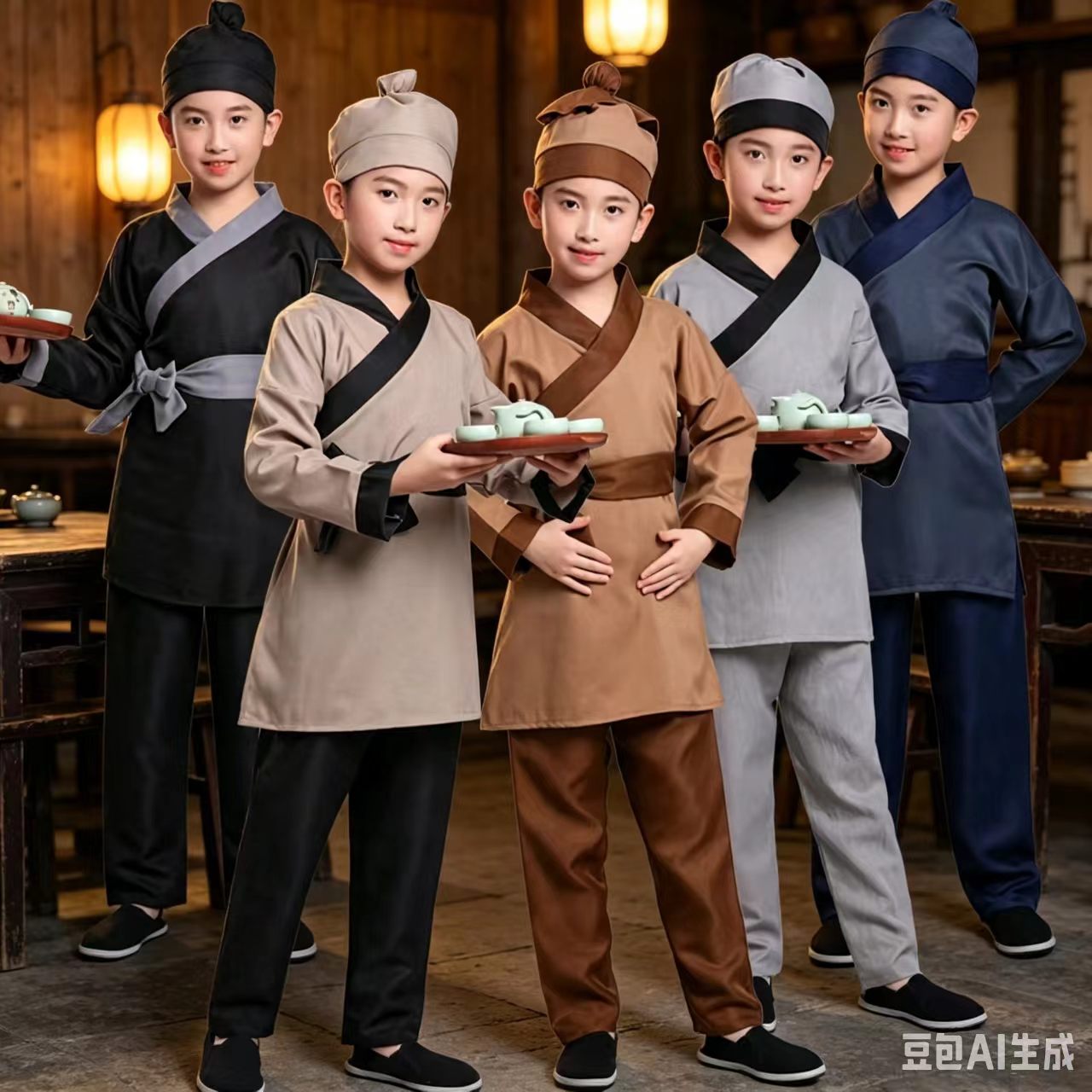 古装戏曲茶衣店小二戏剧小郎服仓
