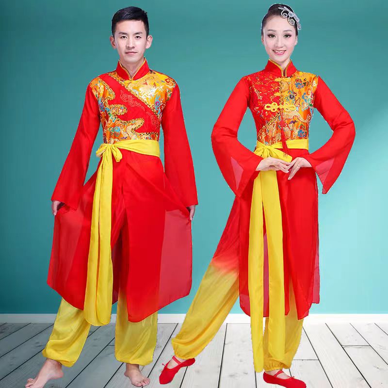 2026新款成人打鼓服民族风男女红