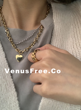 金银不掉色爱心字母叠戴毛衣链